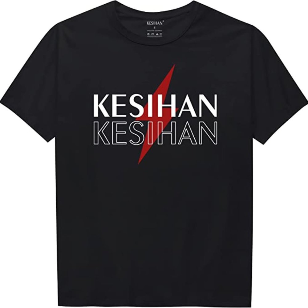 KESIHAN Men's Casual Cotton Spandex Striped Crewneck Long-Sleeve T-Shirt (XL)